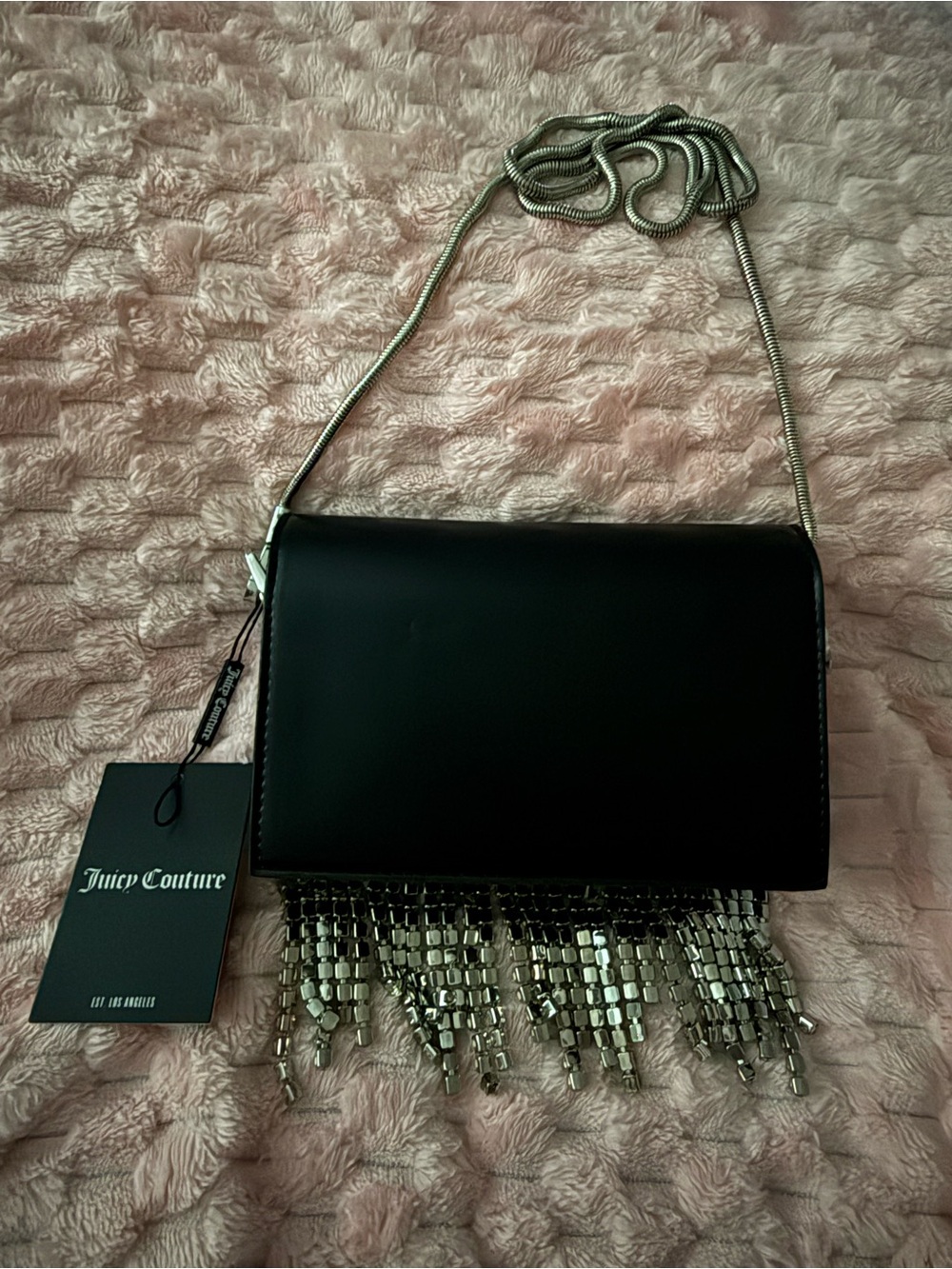 Juicy Couture - UK Edition - Kylie Flap Bag - BLACK - Rhinestone Accent Strings! - Picture 4 of 15